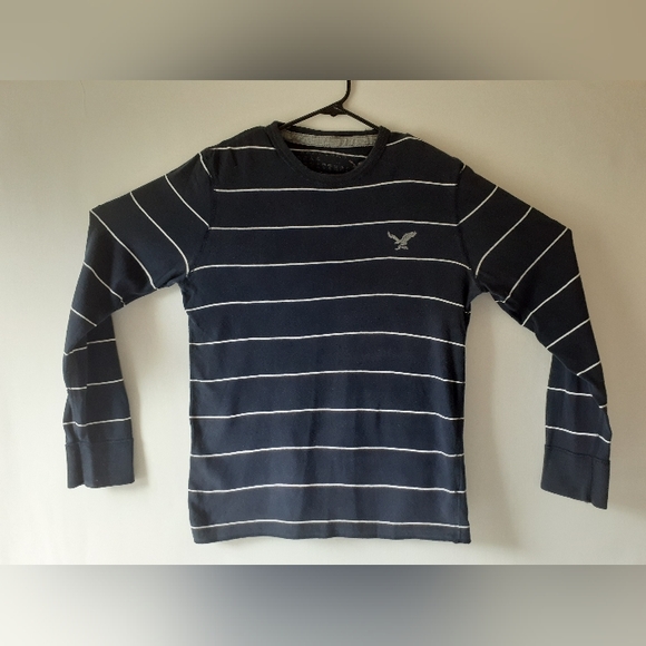 American Eagle Outfitters men's navy blue stripe long sleeve top size M - Picture 8 of 8